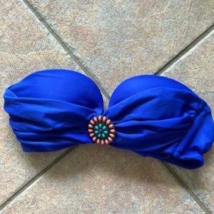 Xhilaration Royal Blue Padded Bandeau Bikini Top With Medallion In The Middle